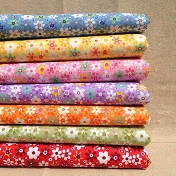 Brand New Cotton Fabric 10x10 Orange Floral Dot Bundle - Picture 3 of 9